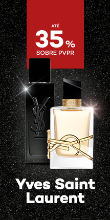 Marca Yves Saint Laurent com destaque promocional de até 35% sobre preço de Venda ao Público Recomendado